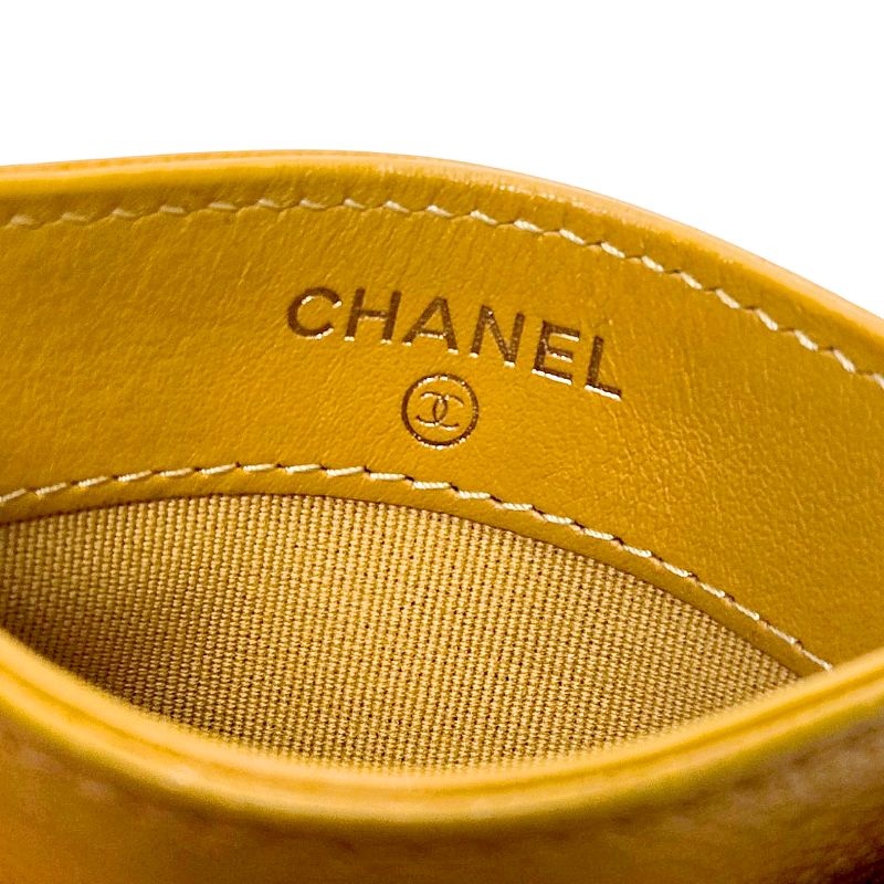Chanel Yellow Caviar Skin Card Holder Wallet