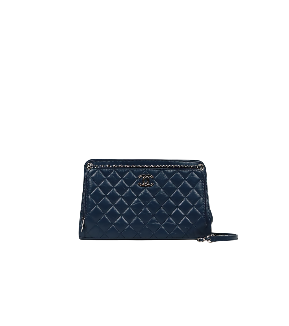 Chanel Navy Leather Matelassé Chain Shoulder Bag