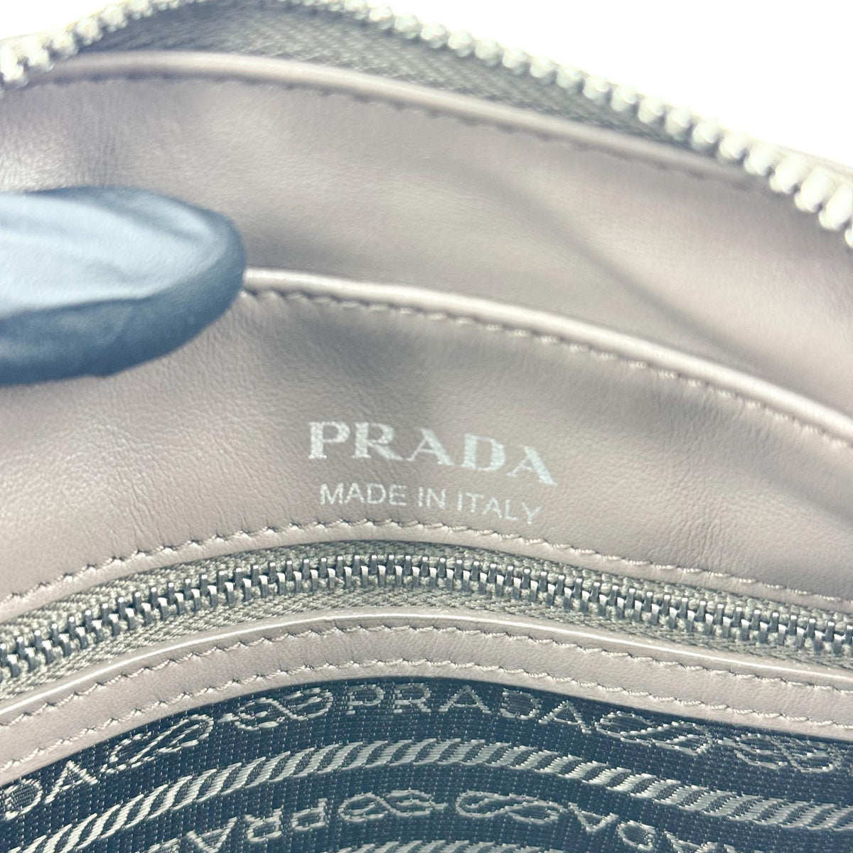 Prada Diagram Leather Chain Crossbody Bag Dark Brown
