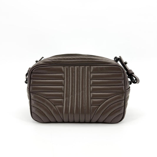 Prada Diagram Leather Chain Crossbody Bag Dark Brown