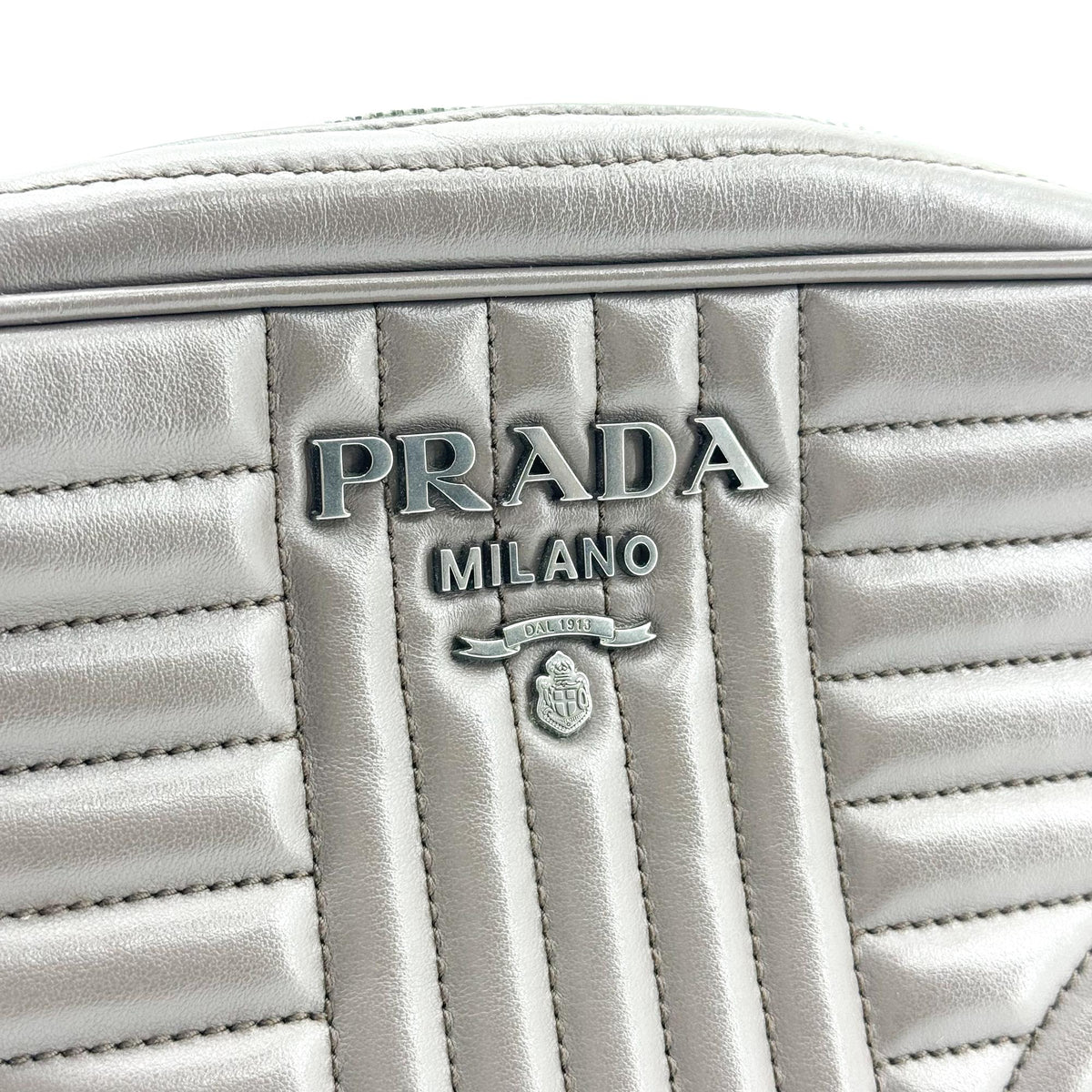 Prada Diagram Leather Chain Crossbody Bag Dark Brown