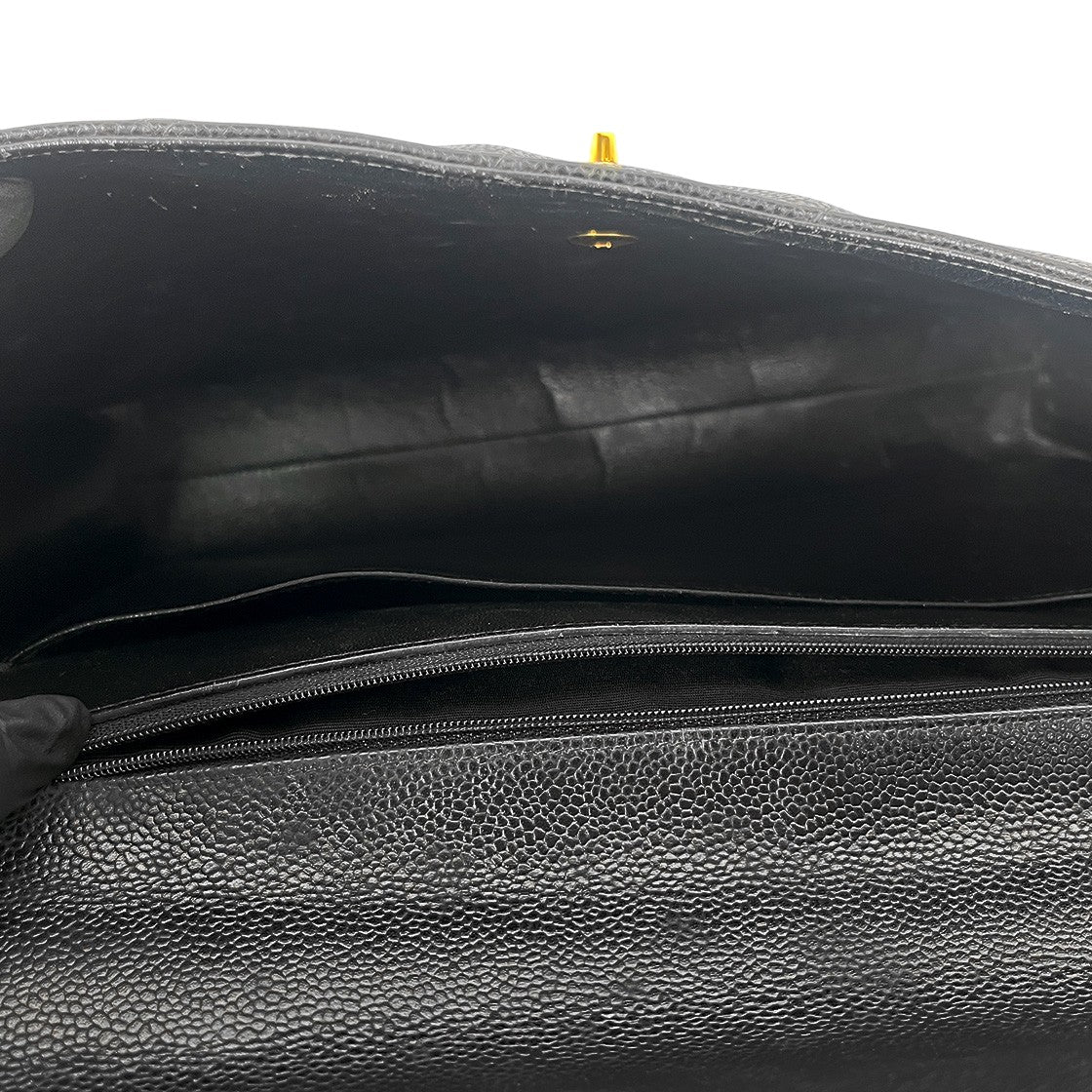 Chanel Black Caviar Quilted Big CC Briefcase