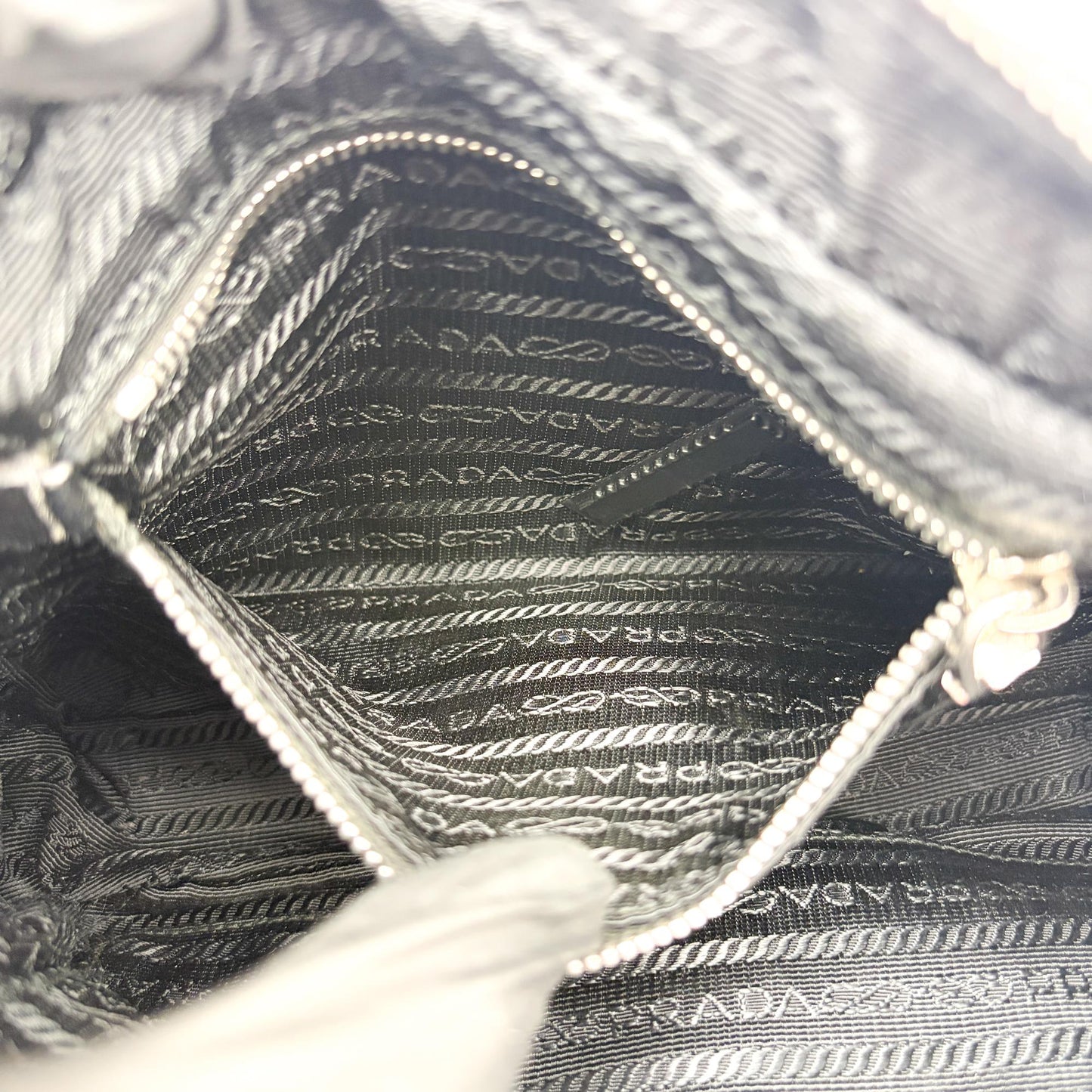 Prada Tessuto Impunturato Quilted Chain Shoulder Bag Black