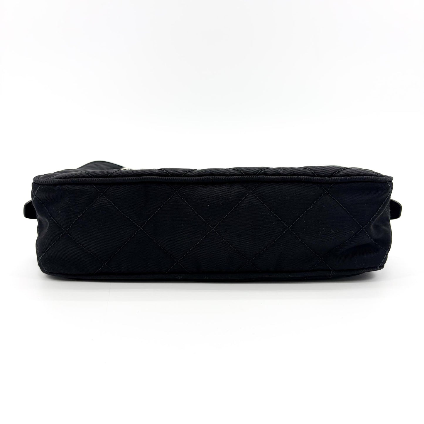 Prada Tessuto Impunturato Quilted Chain Shoulder Bag Black