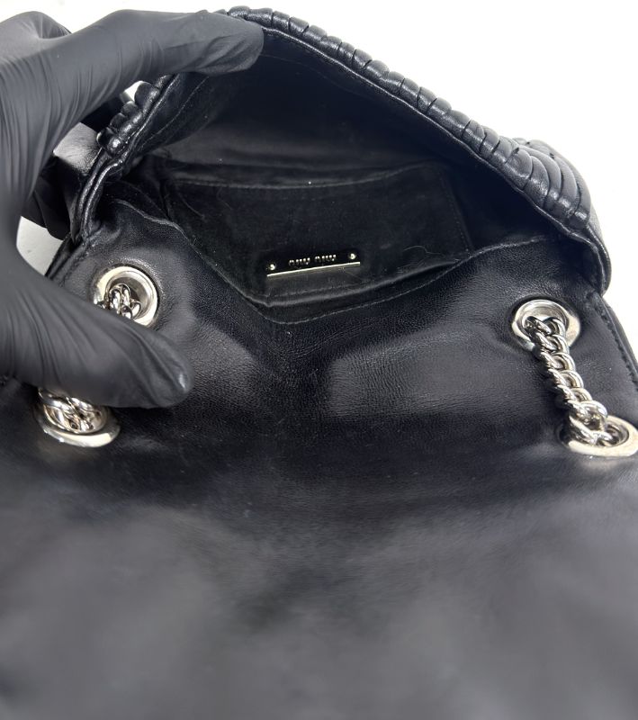 Miu Miu Black Matelassé Chain Shoulder Bag