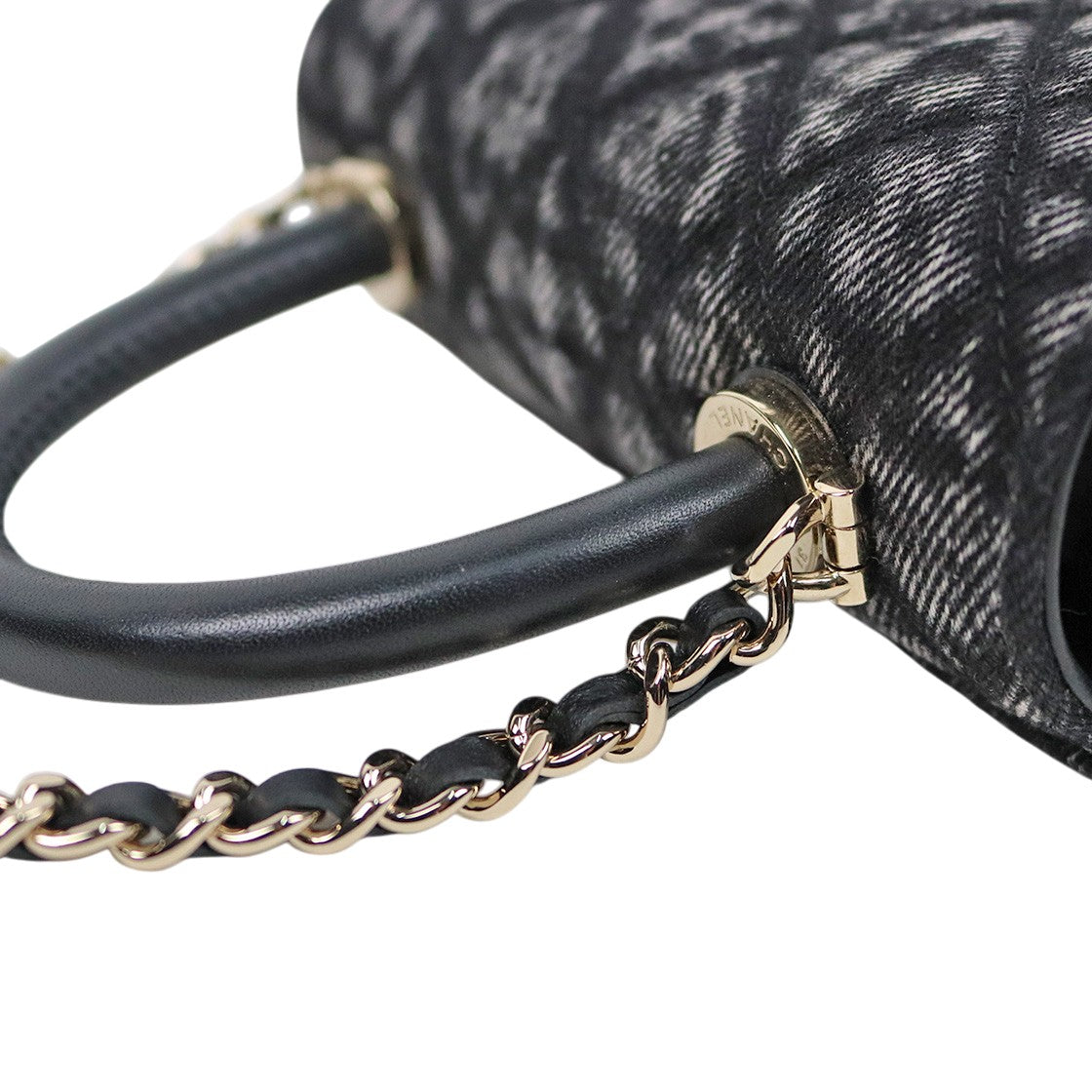 Chanel Black Denim Top Handle Bag