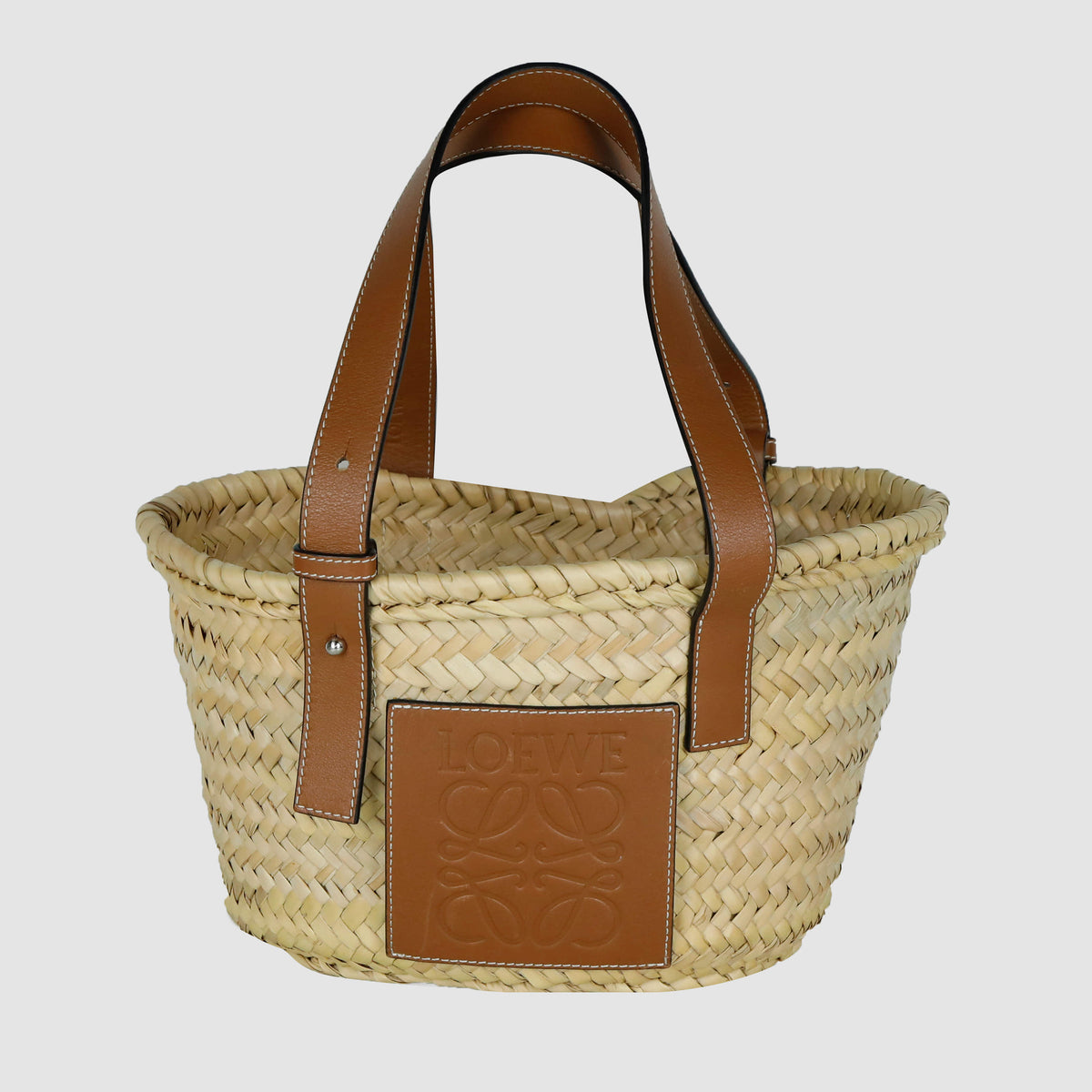 Anagram Raffia Basket Tote Bag