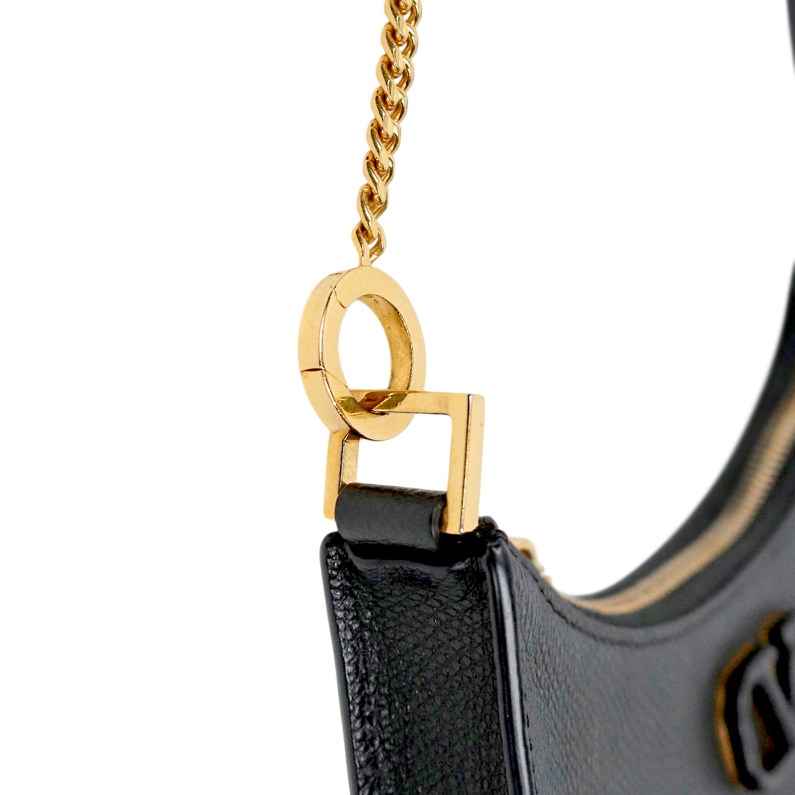 Valentino Black V Logo Hobo Bag