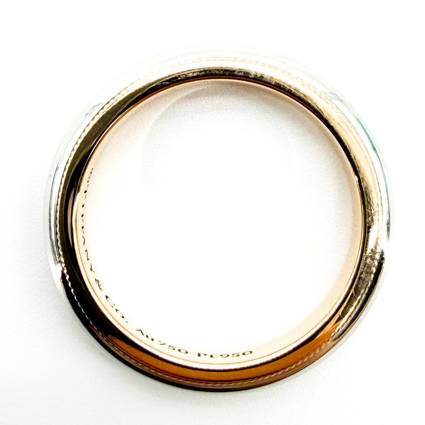 Tiffany Milgrain Wedding Band Ring Platinum & 18K Rose Gold