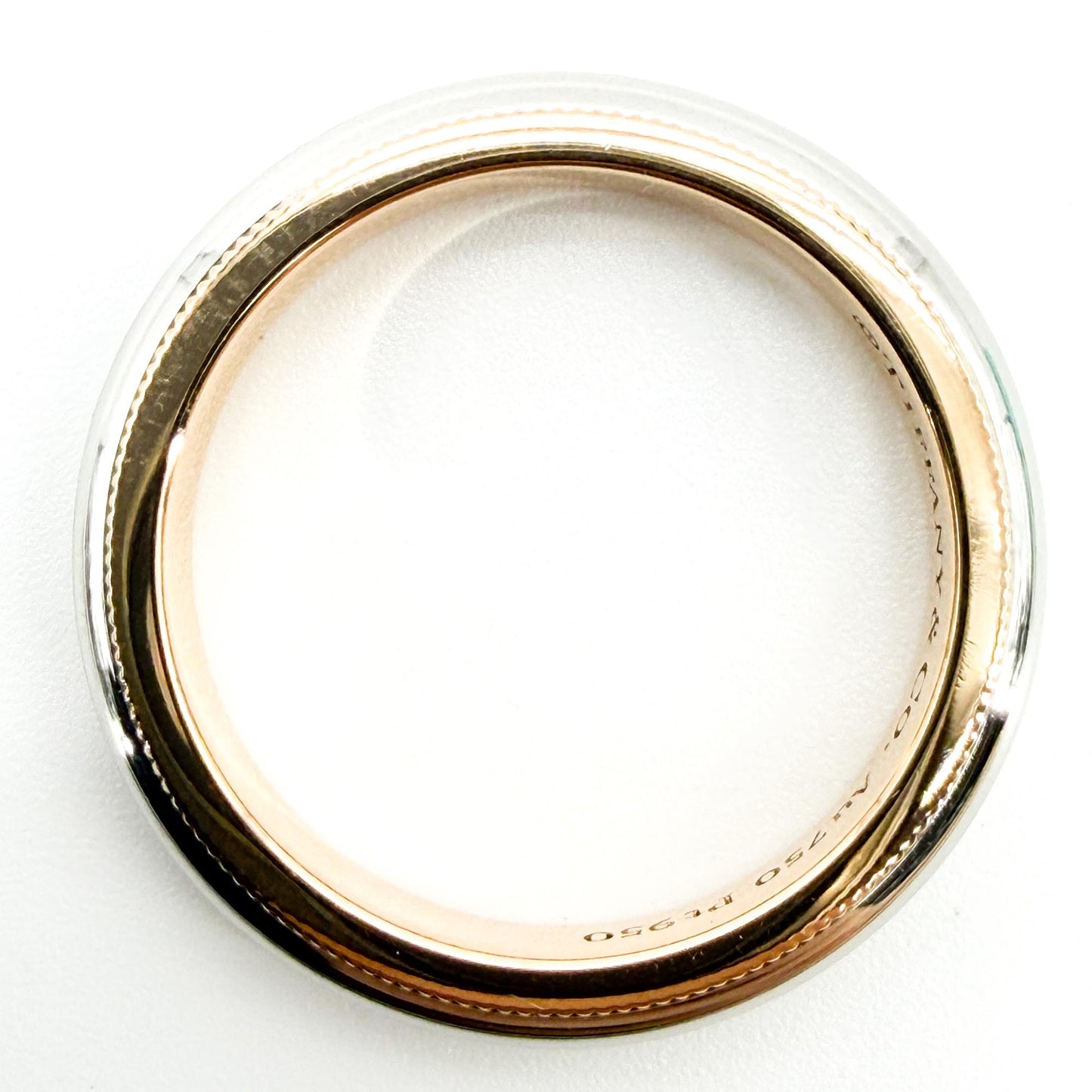Tiffany Milgrain Wedding Band Ring Platinum & 18K Rose Gold