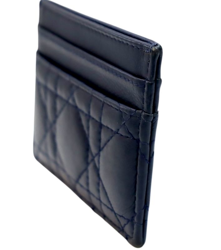 Dior Navy Checkered Card Holder Wallet