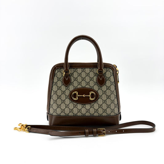 Sac à main Gucci Horsebit 1955 petit modèle en toile GG suprême marron