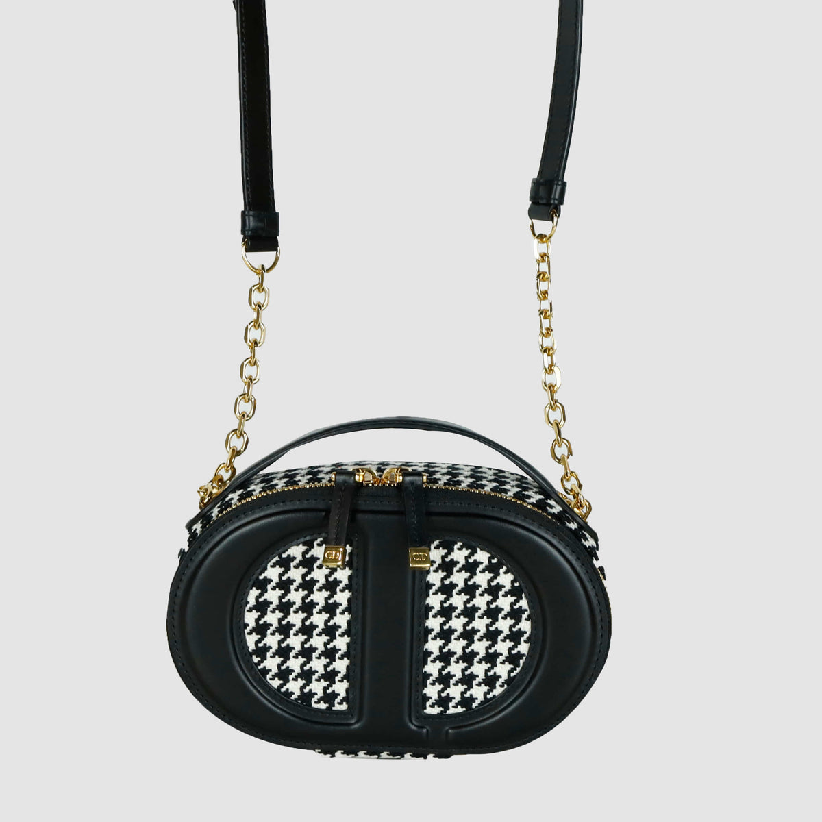 Houndstooth CD Signature Oval Camera Crossbody Bag S2201U