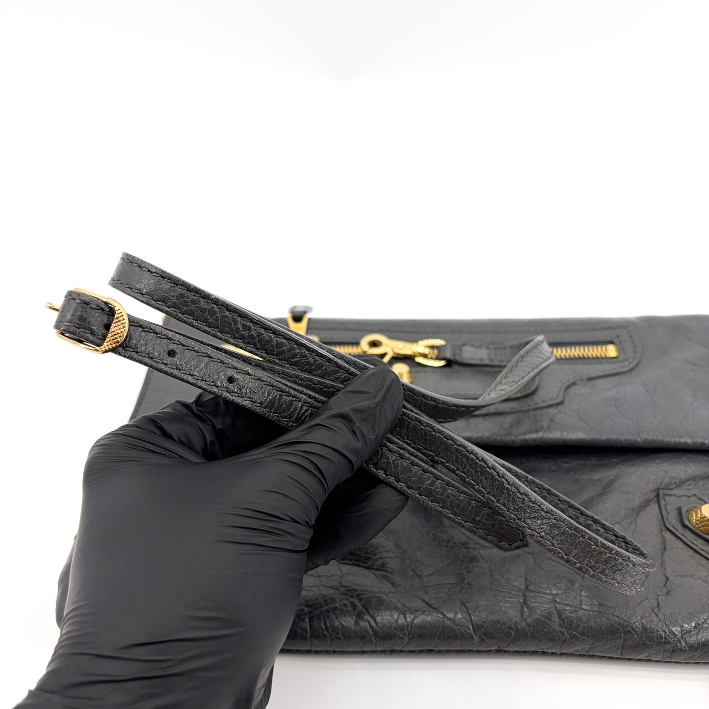 Balenciaga Giant 12 Gold Edition Envelope Clutch Grey Lambskin