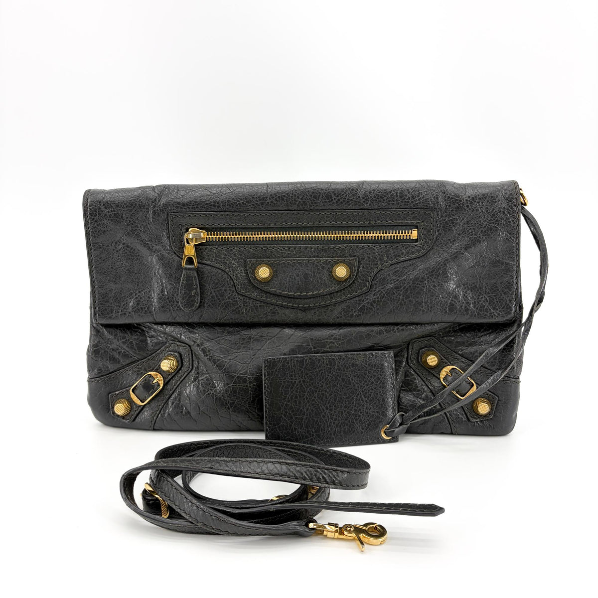 Balenciaga Giant 12 Gold Edition Envelope Clutch Grey Lambskin