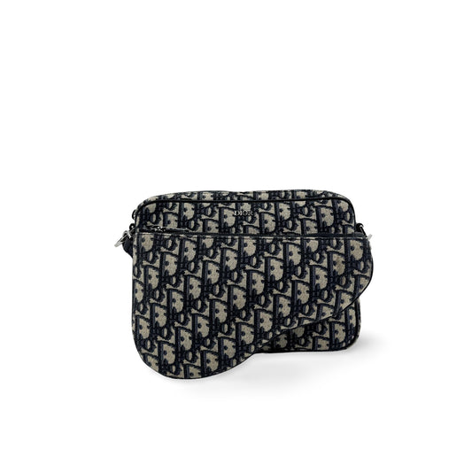 Dior Saddle Clutch Navy Oblique