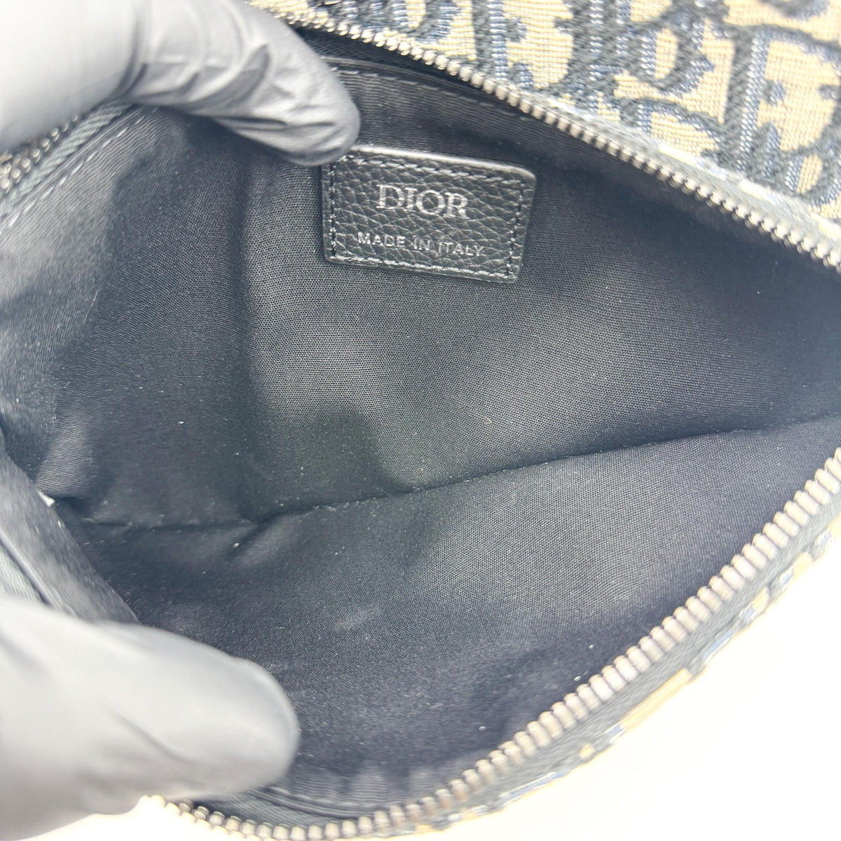 Dior Saddle Clutch Navy Oblique