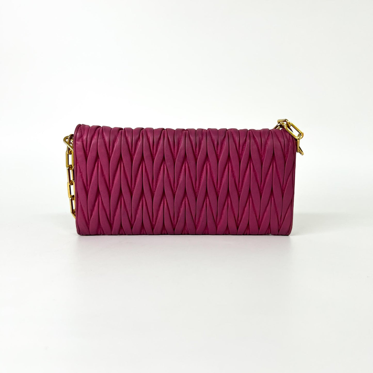 Miu Miu Matelassé Chain Shoulder Bag Pink Gold Hardware