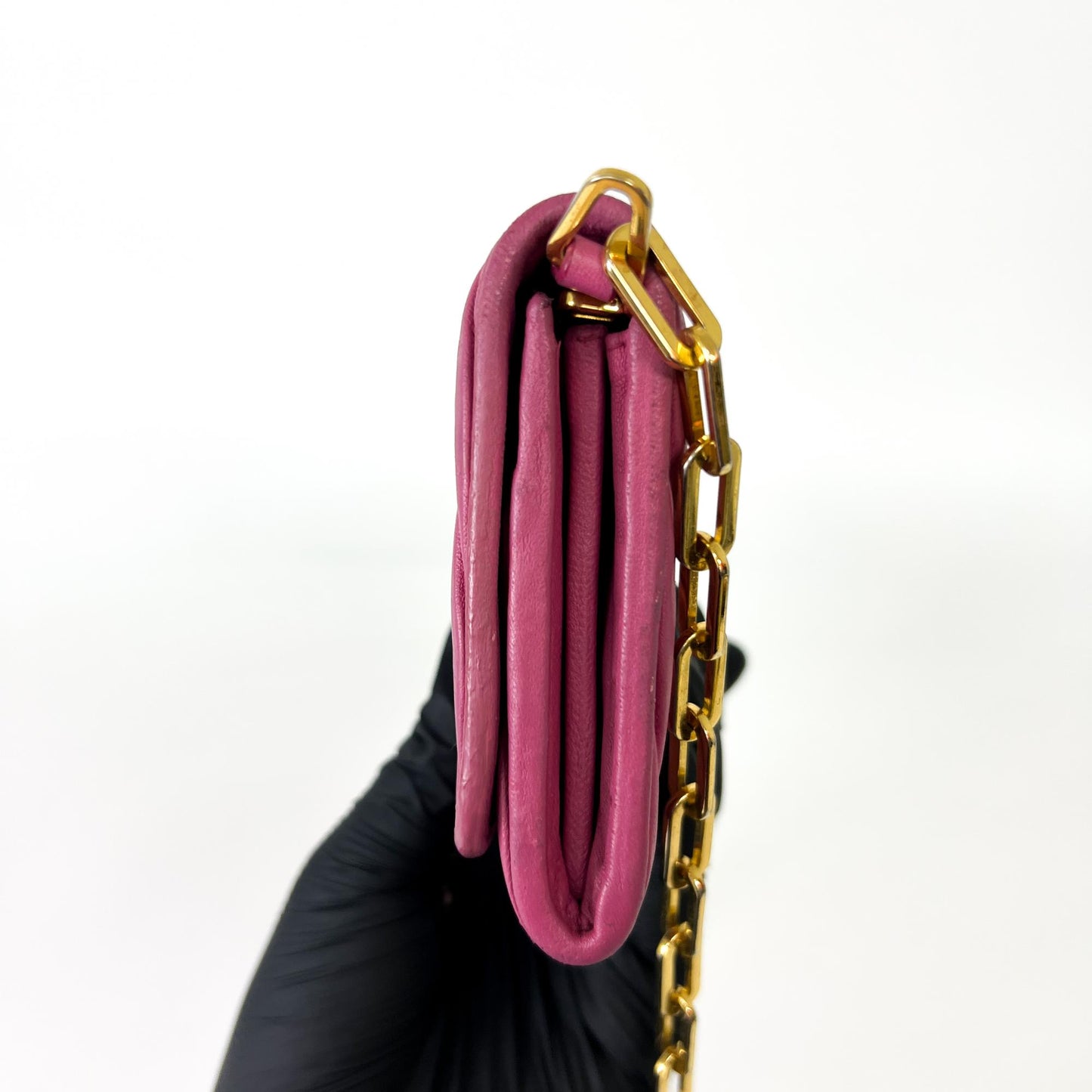 Miu Miu Matelassé Chain Shoulder Bag Pink Gold Hardware