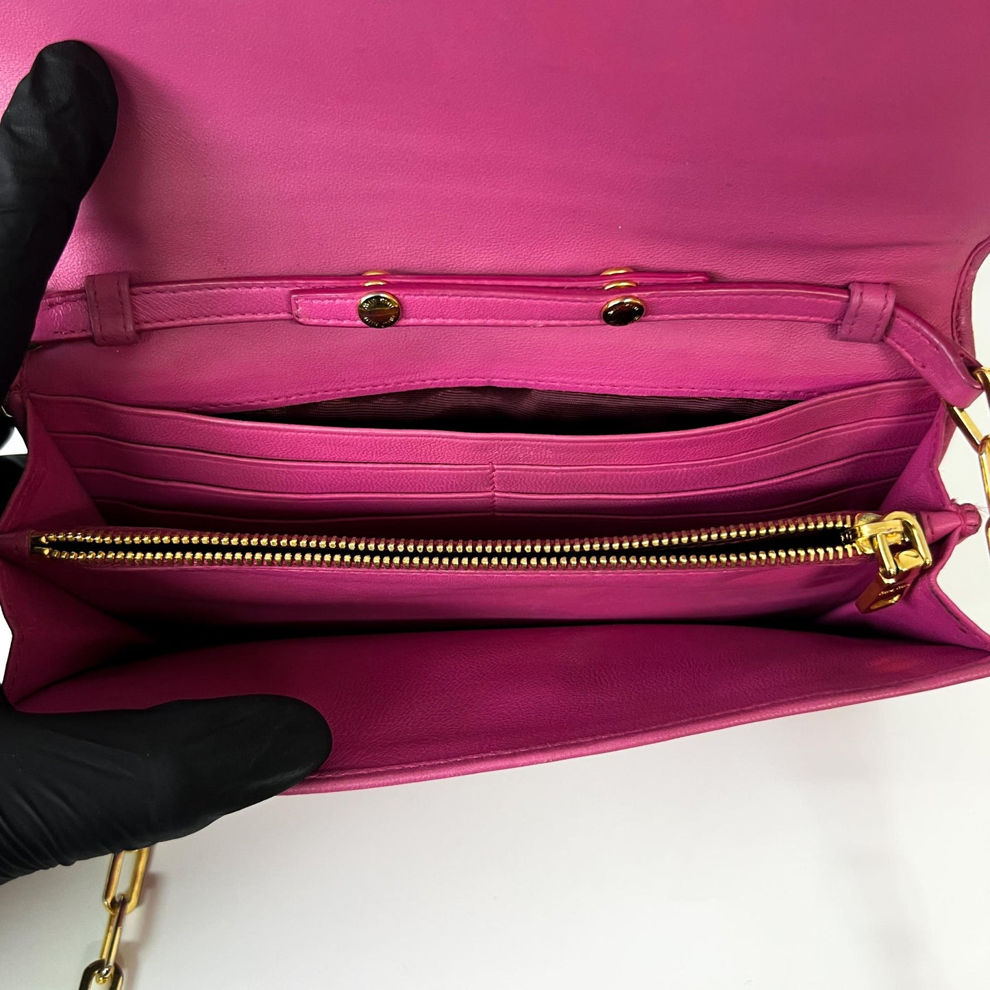 Miu Miu Matelassé Chain Shoulder Bag Pink Gold Hardware