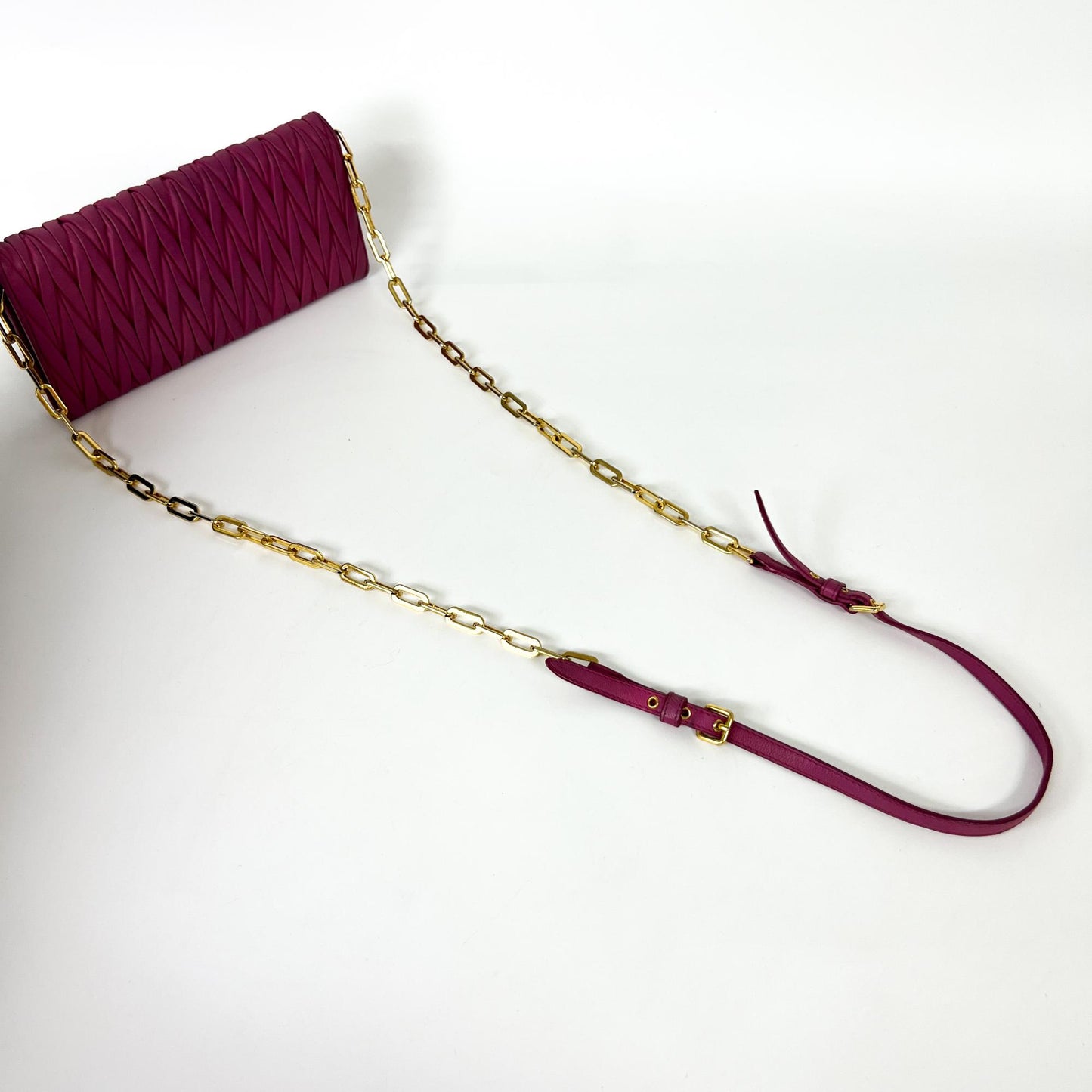 Miu Miu Matelassé Chain Shoulder Bag Pink Gold Hardware