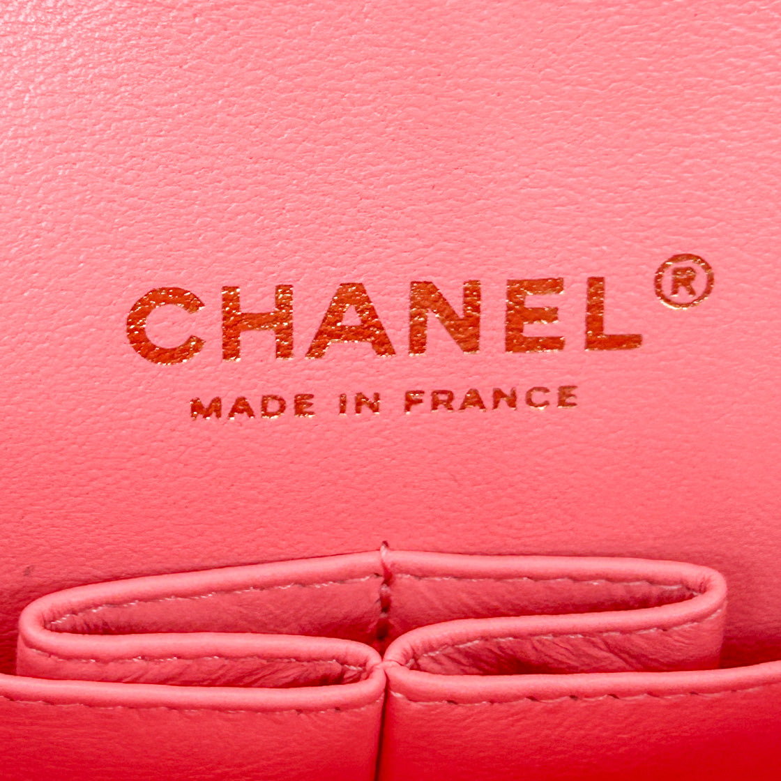 Chanel Pink Medium Lambskin Classic Bag with Double Flap and Built-in Chip