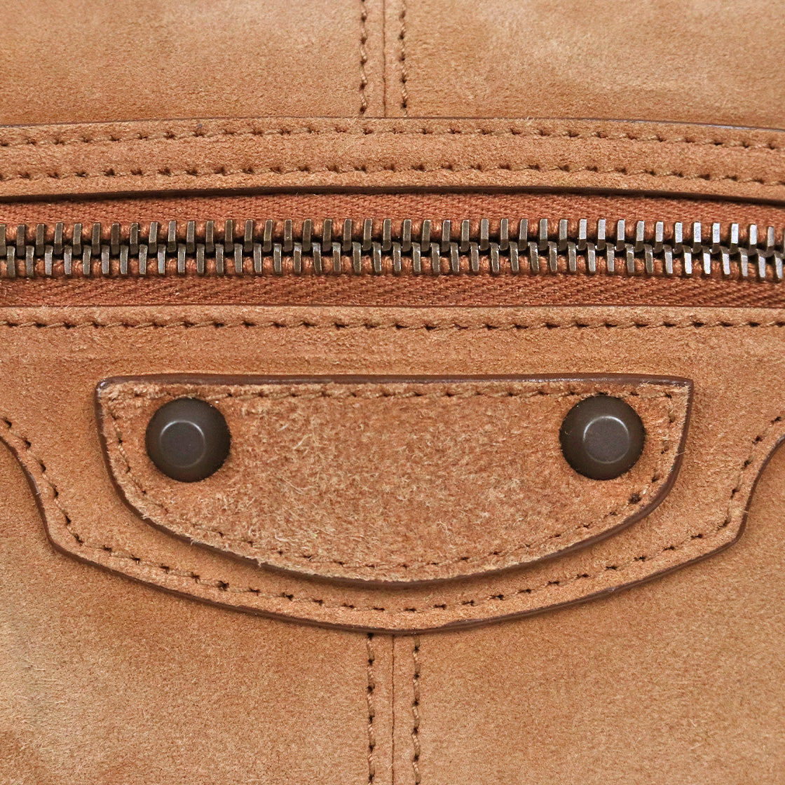 Balenciaga Brown Mini Suede Le City Motor Bag