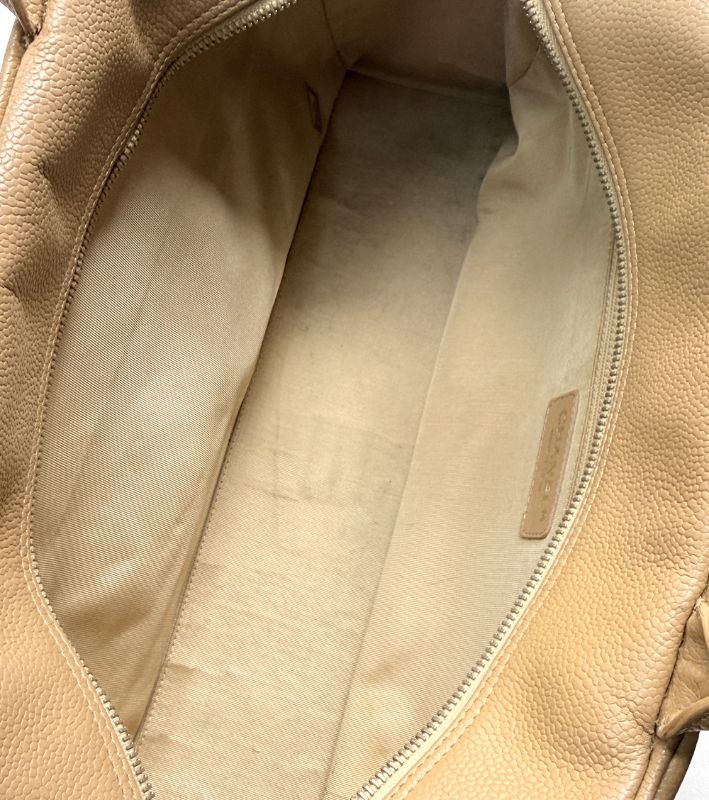 Chanel Beige Caviar Big CC Bowling Tote