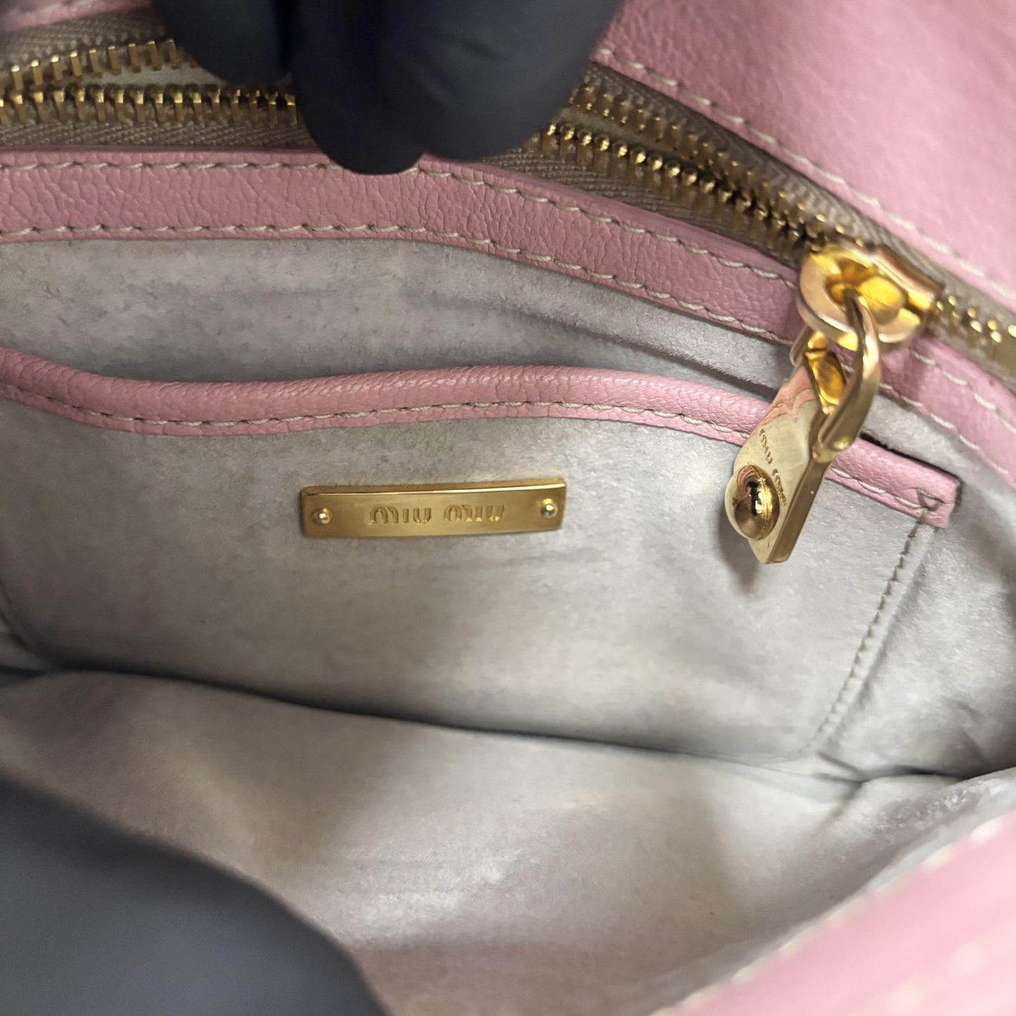 Miu Miu Madras Leather Crossbody Bag Pink