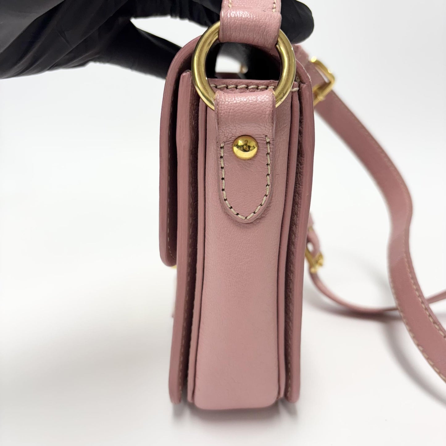 Miu Miu Madras Leather Crossbody Bag Pink