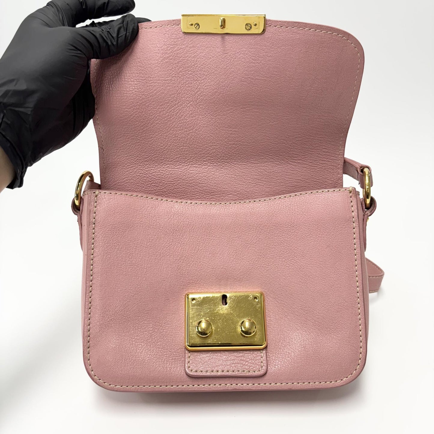 Miu Miu Madras Leather Crossbody Bag Pink