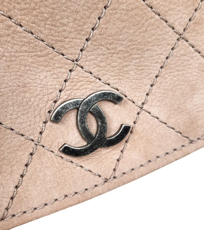Chanel Beige Suede Quilted CC Flap Shoulder Bag in Suede