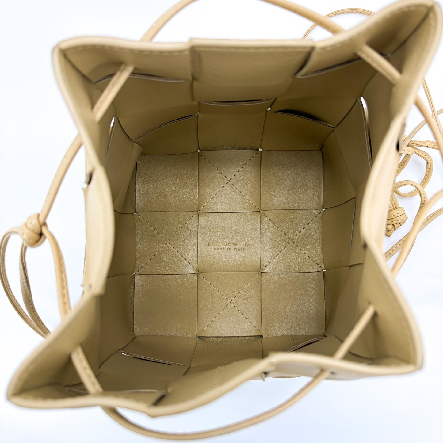Bottega Veneta Small Cassette Bucket Bag Almond
