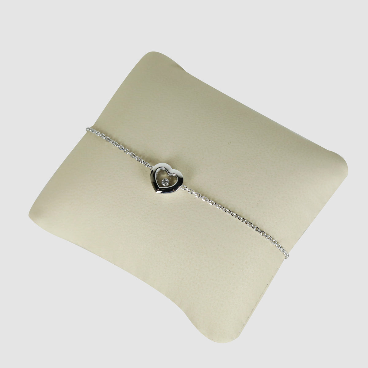 Happy Diamond Heart White Gold Bracelet