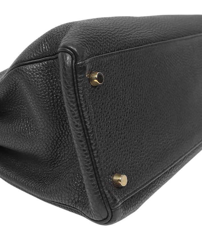 Hermès Black Kelly Bag Square L Engraved