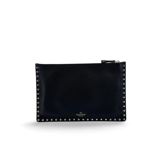 Valentino Rockstud Calfskin Clutch Black