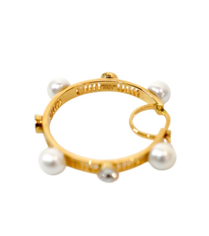 Miu Miu Pearl-Embellished Hoop Earrings