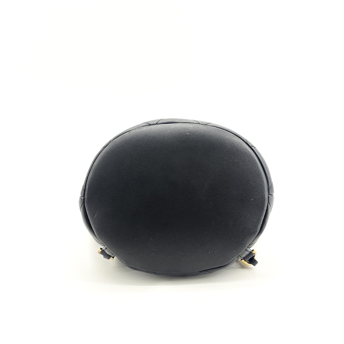 Chanel Vintage Lambskin Top Handle Bucket Bag Black with Gold Hardware
