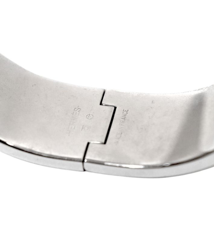 Hermès Green Click-Ash Silver Bracelet
