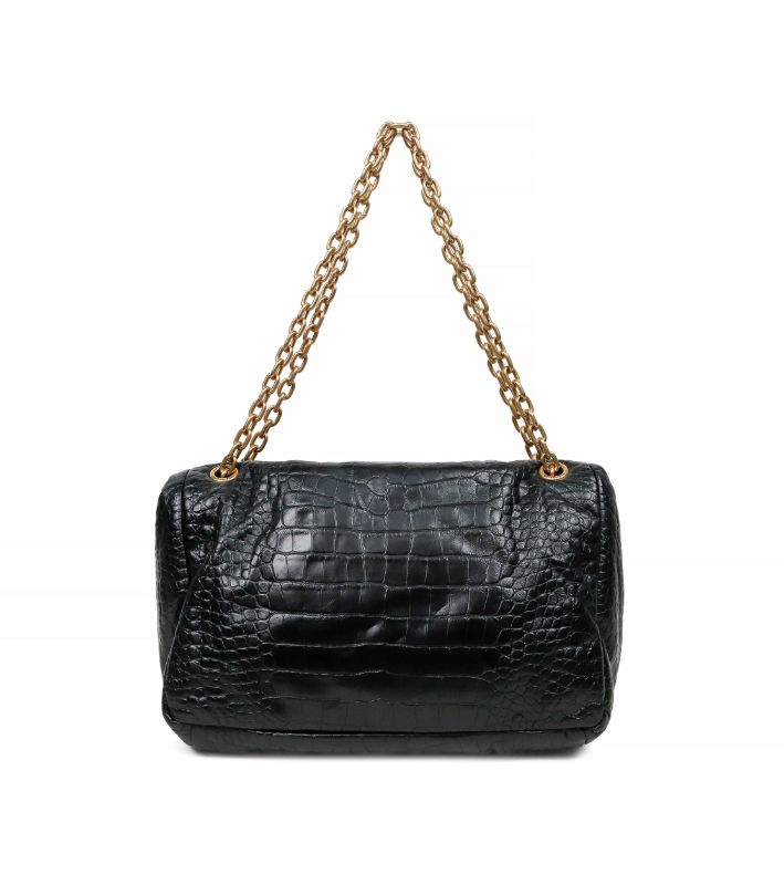 Balenciaga Black Medium Crocodile Monaco Bag