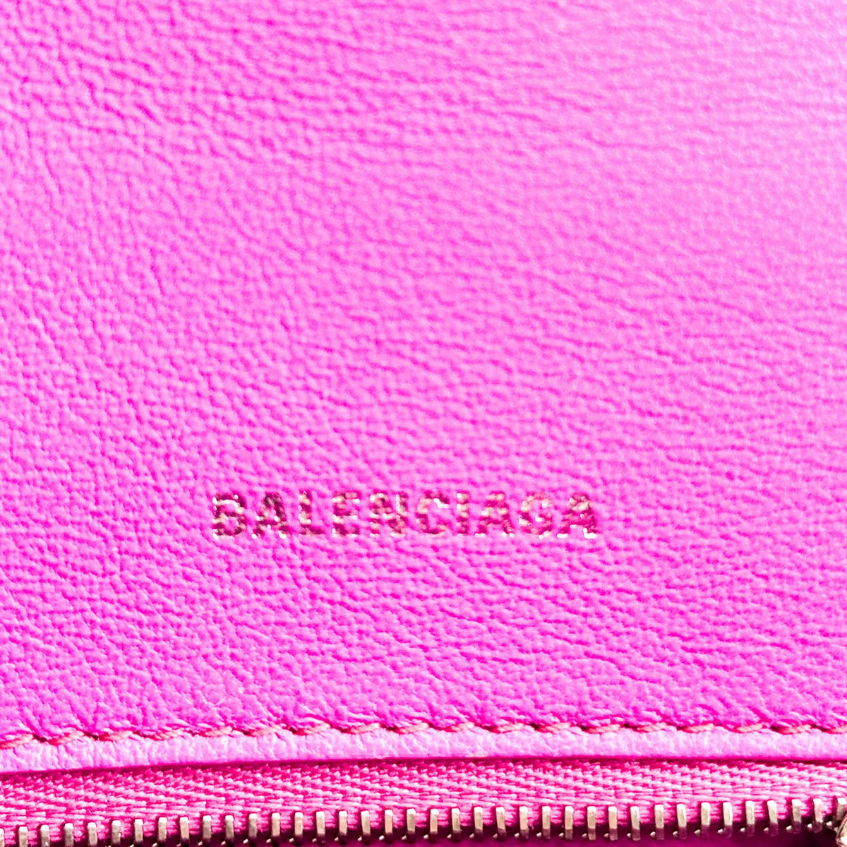 Balenciaga Hourglass XS Croco Embossed Top Handle Bag Pink Silver