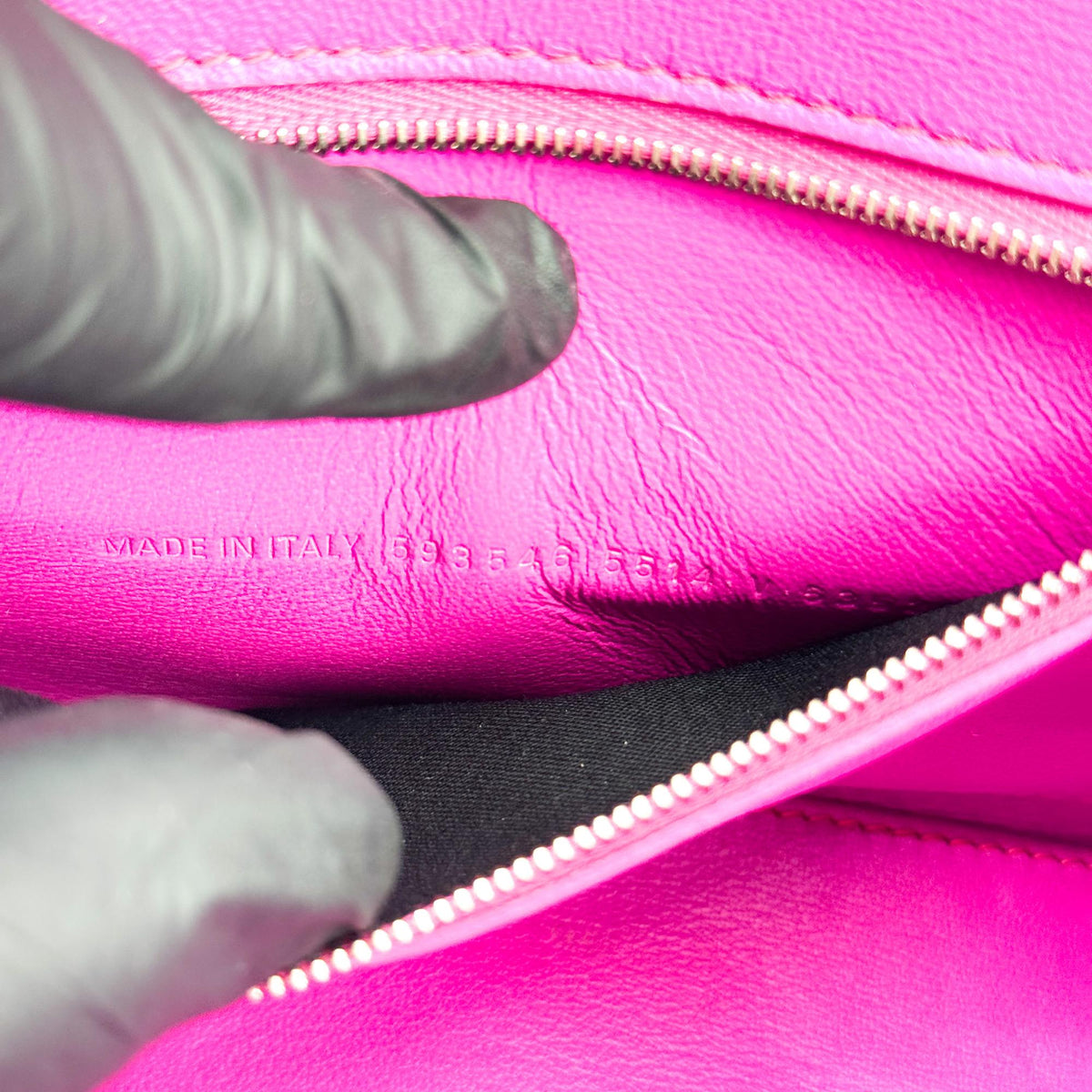 Balenciaga Hourglass XS Croco Embossed Top Handle Bag Pink Silver