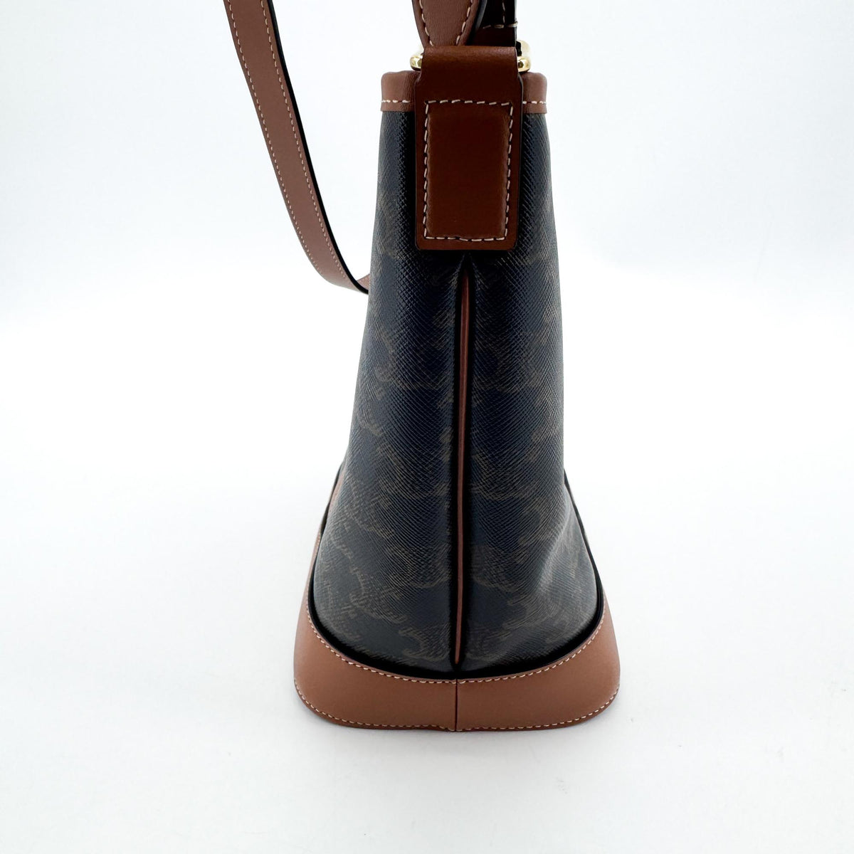 Celine Triomphe Canvas Small Bucket Bag Tan