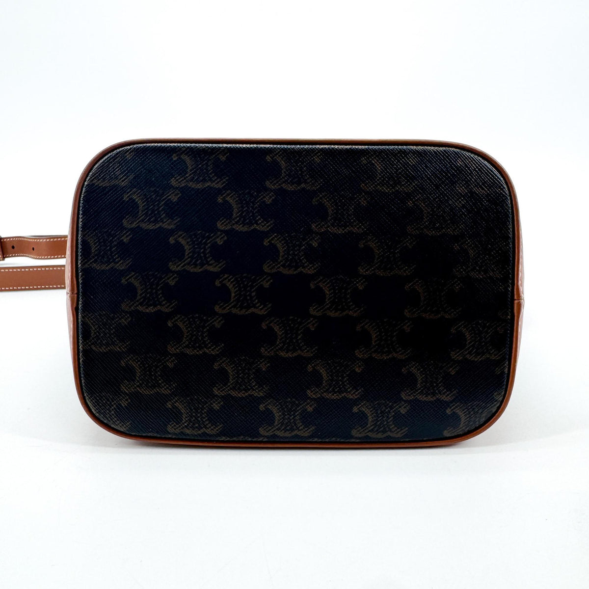 Celine Triomphe Canvas Small Bucket Bag Tan