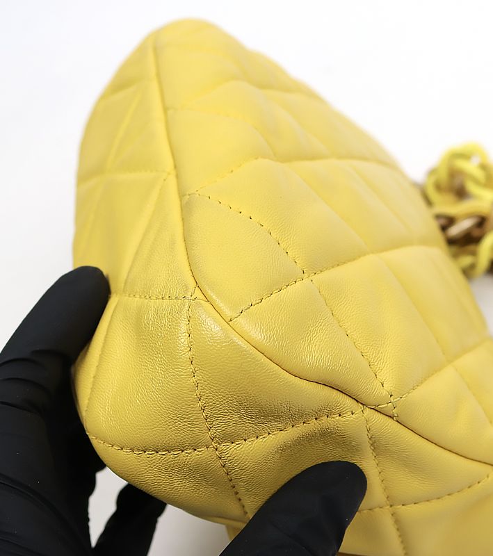 Chanel Yellow Lambskin Petite Sac Shoulder Bag