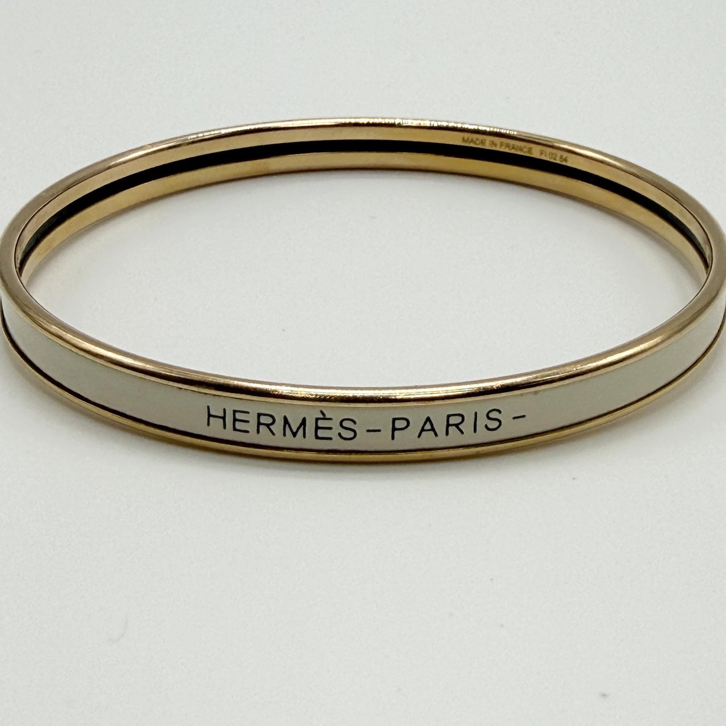 Hermès Narrow Enamel Bangle Ivory Gold Hardware