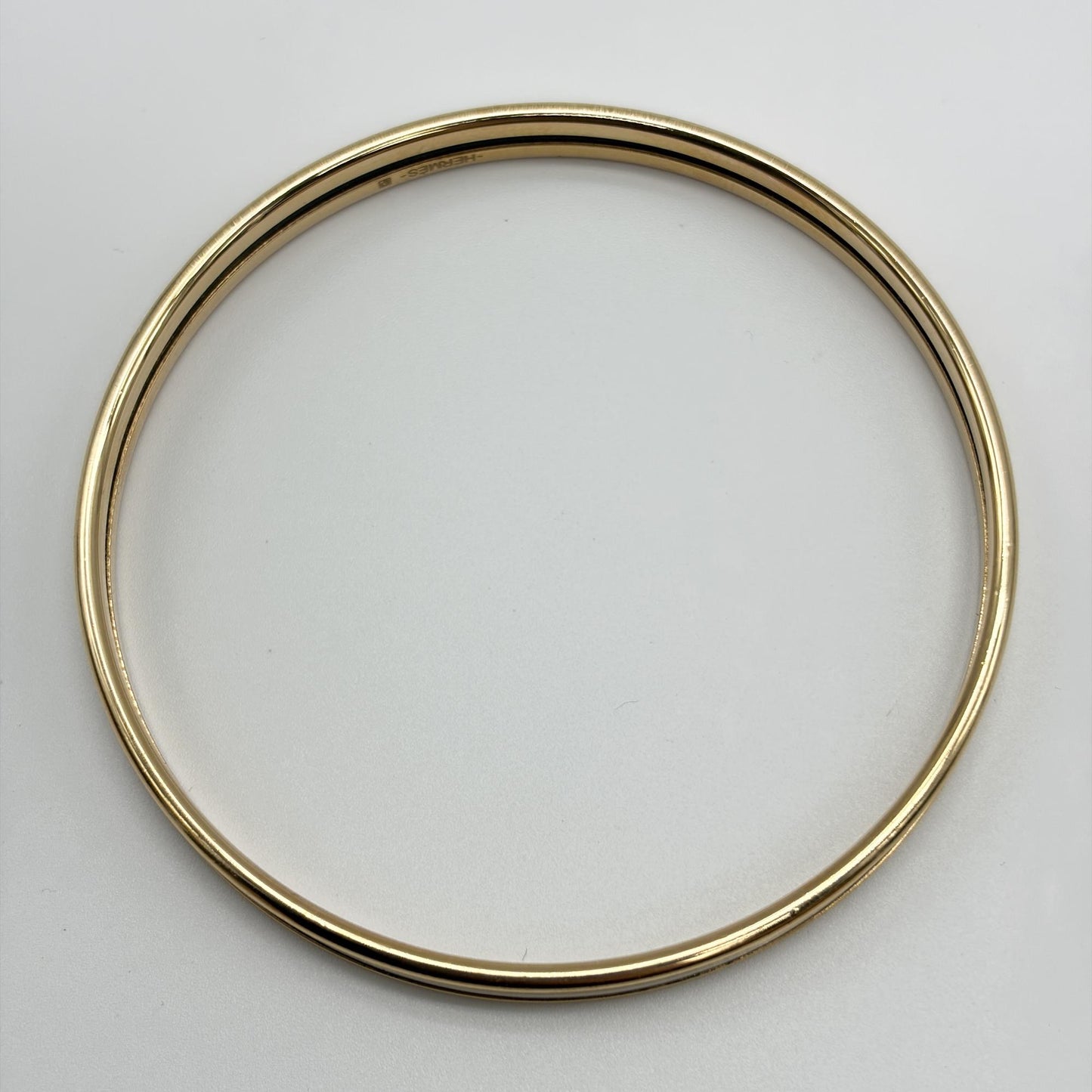 Hermès Narrow Enamel Bangle Ivory Gold Hardware