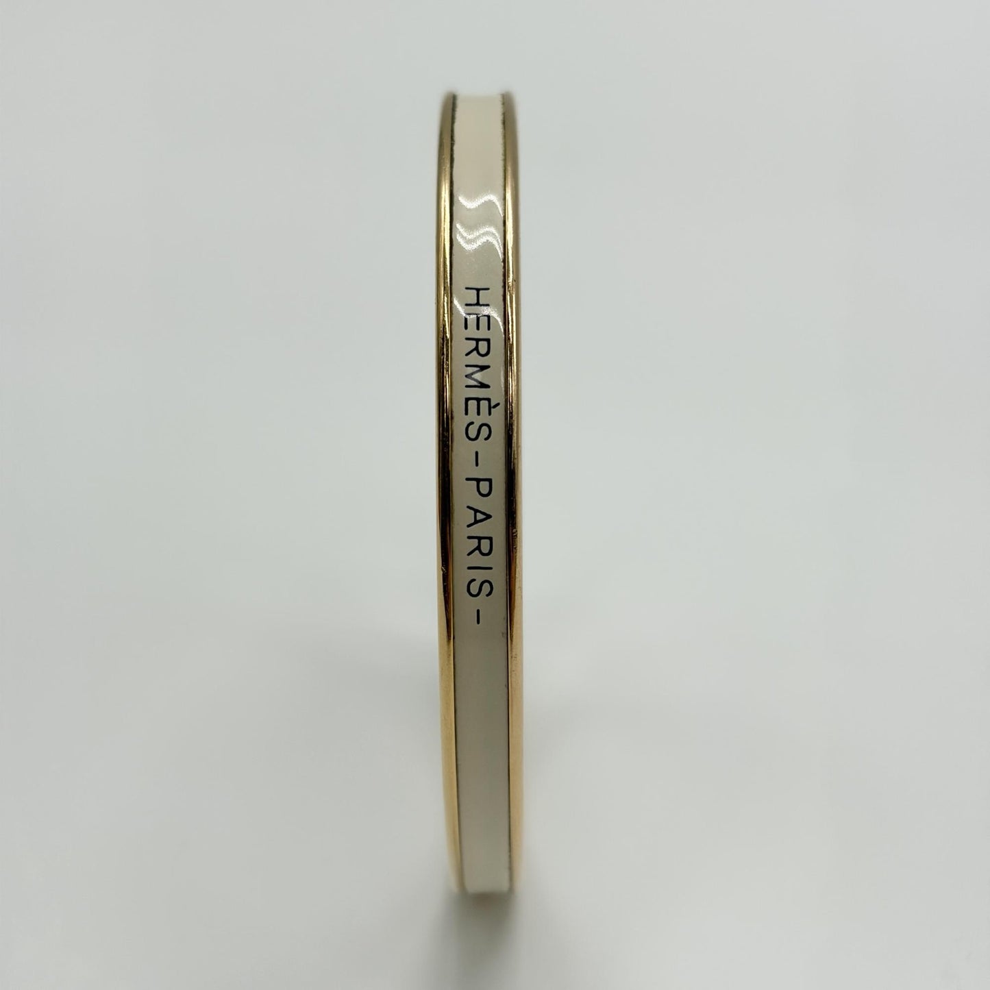 Hermès Narrow Enamel Bangle Ivory Gold Hardware