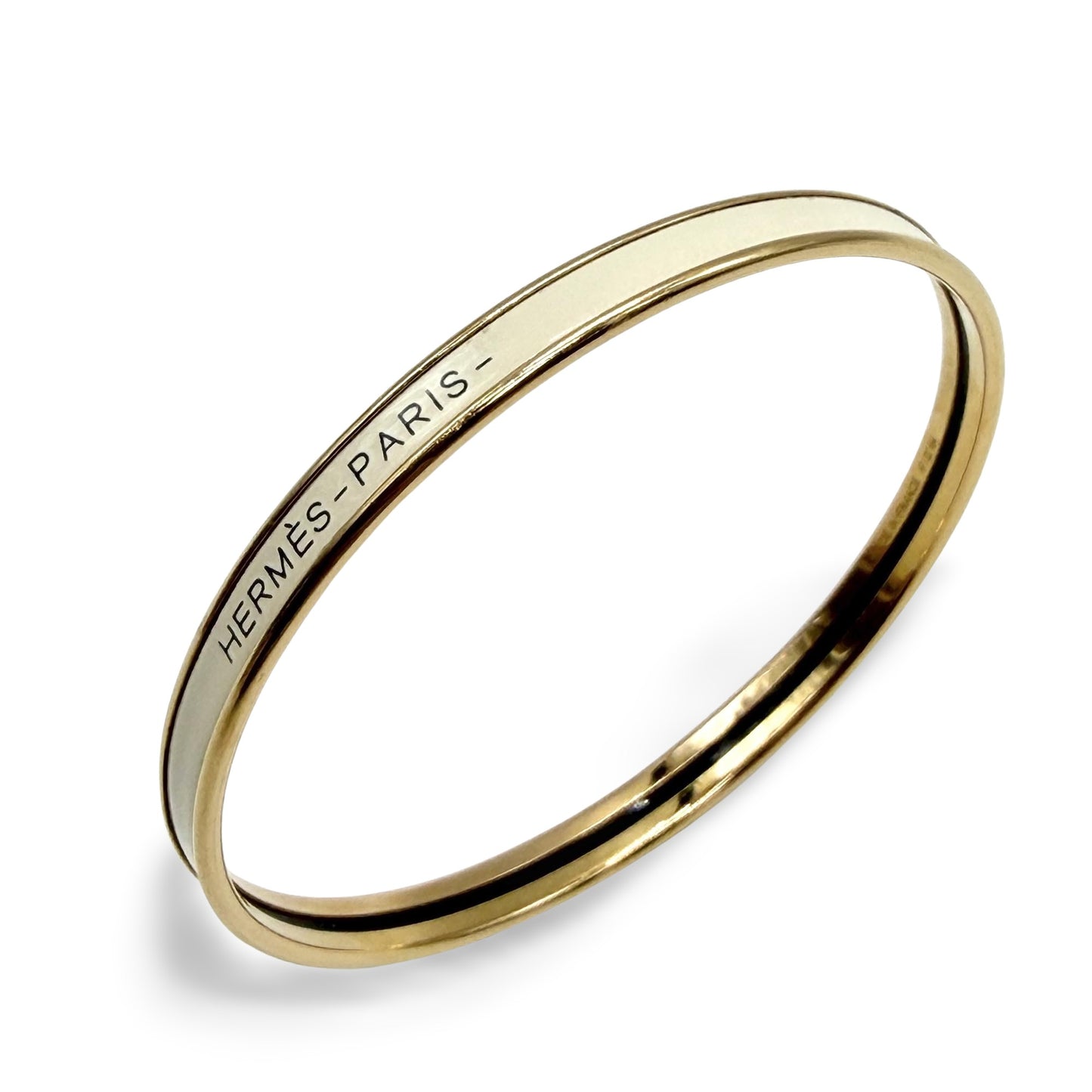 Hermès Narrow Enamel Bangle Ivory Gold Hardware