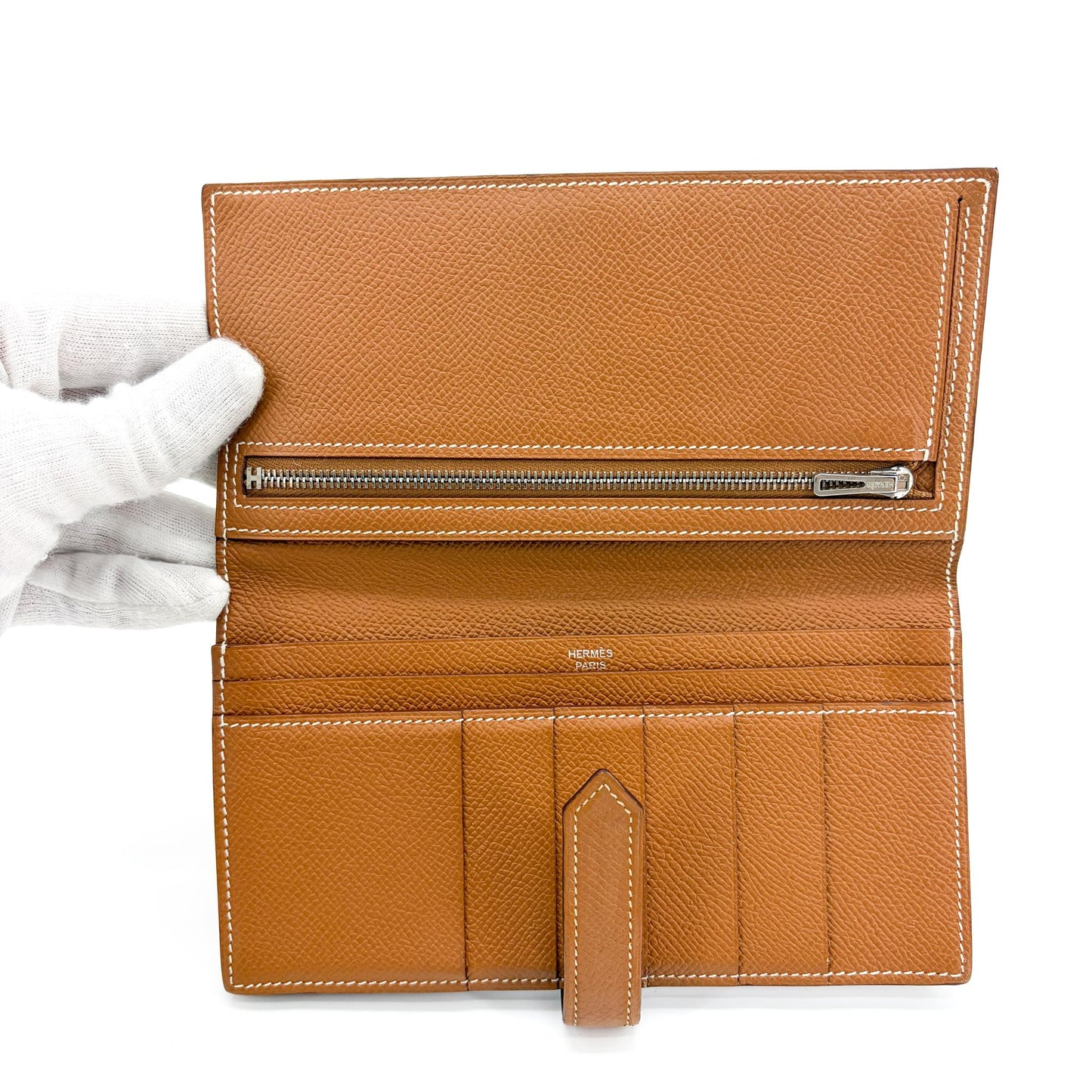 Hermès Beane Soufflé Wallet Gold Epsom Silver Hardware